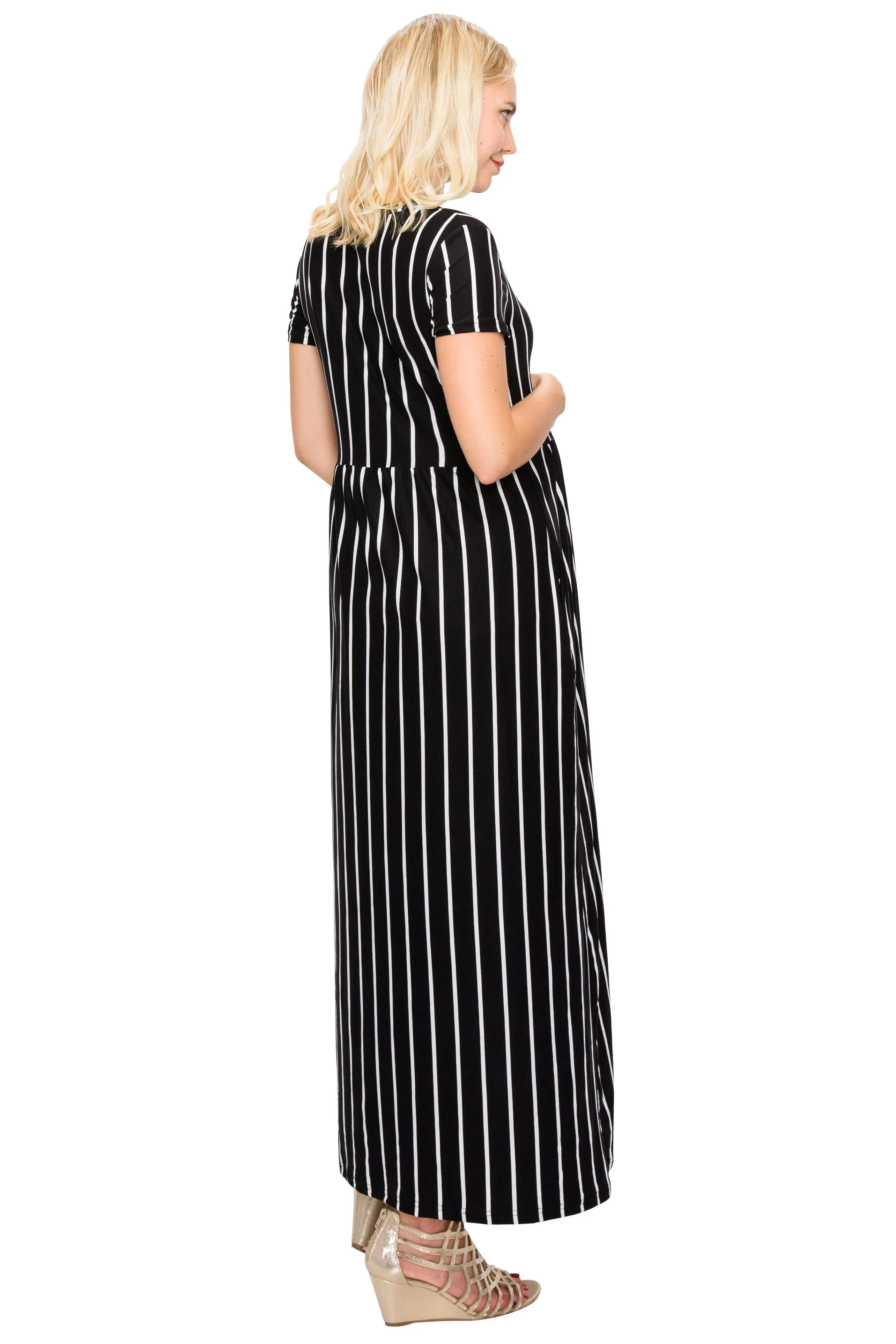 Maternity Maxi Dress -Short Sleeve Maternity Dress