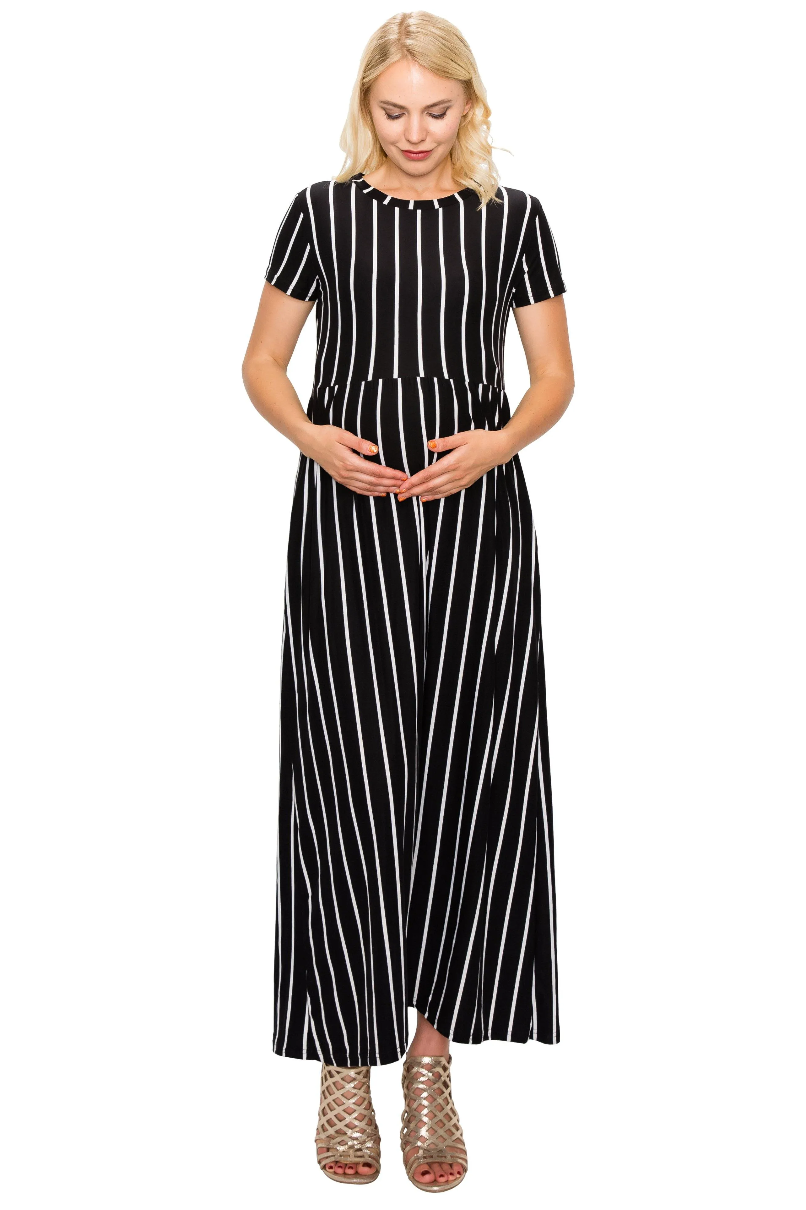 Maternity Maxi Dress -Short Sleeve Maternity Dress