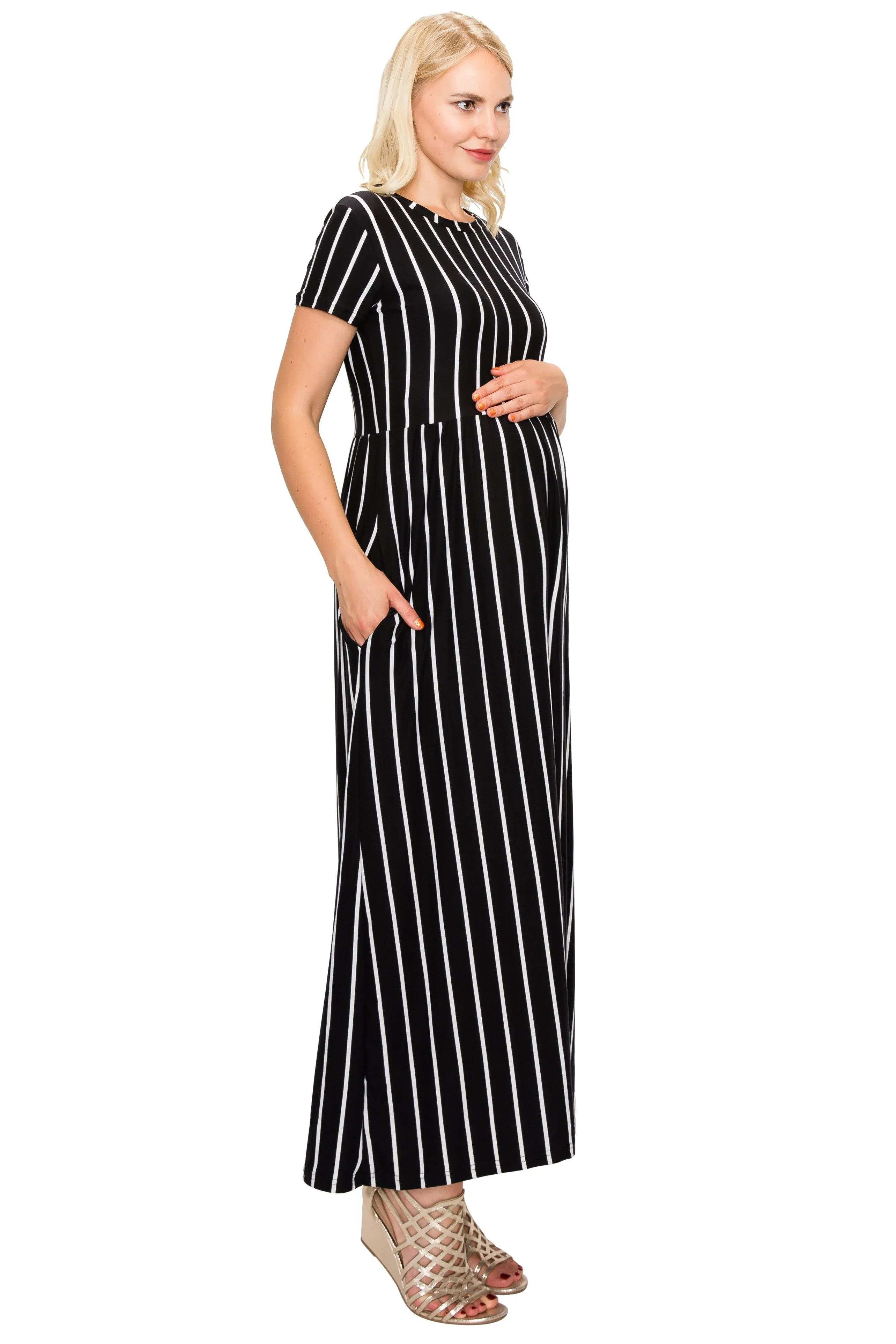 Maternity Maxi Dress -Short Sleeve Maternity Dress