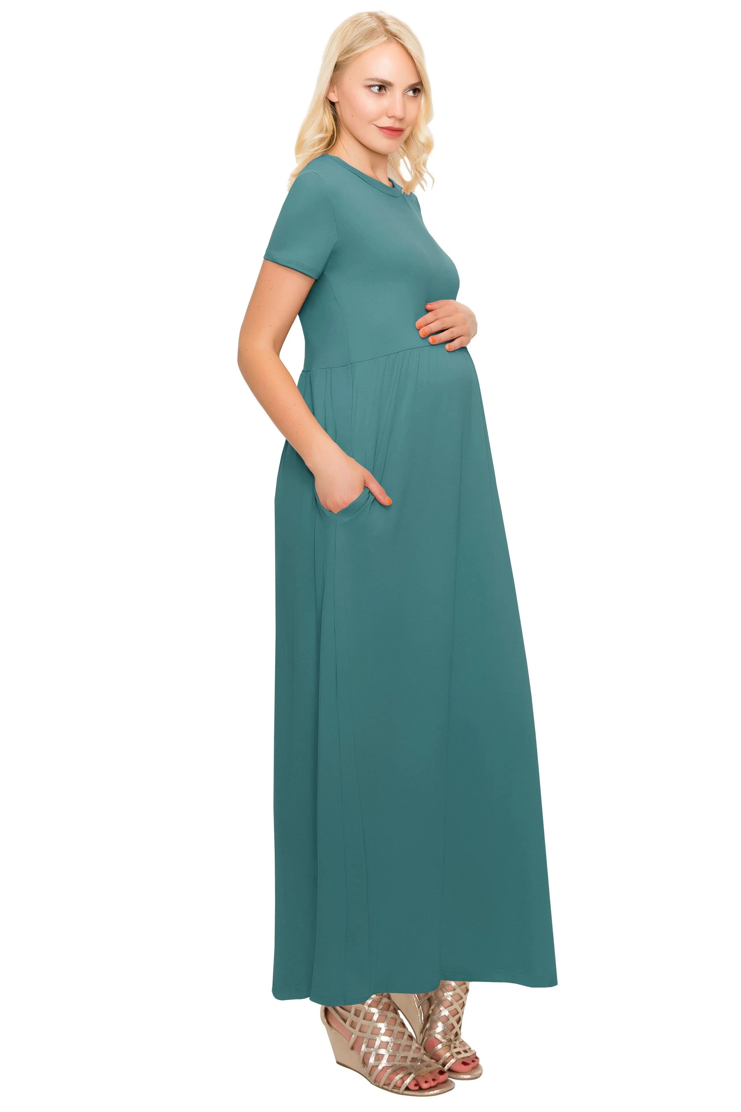 Maternity Maxi Dress -Short Sleeve Maternity Dress