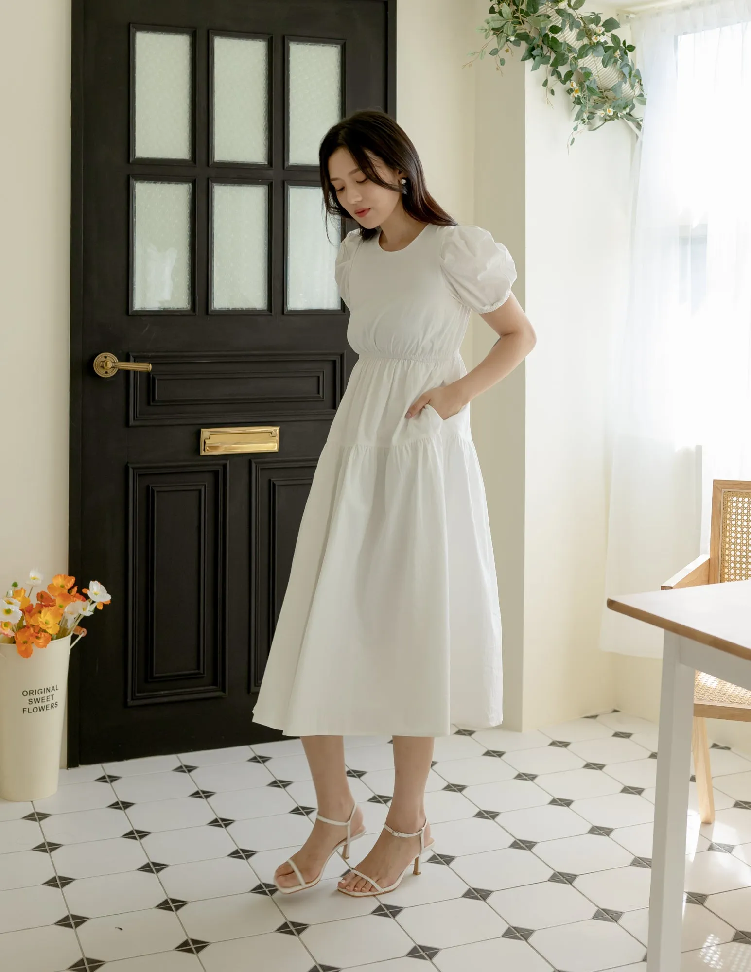 Matilda Tiered Dress in White