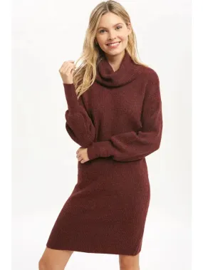 Merlot Ribbed Sweater Dress