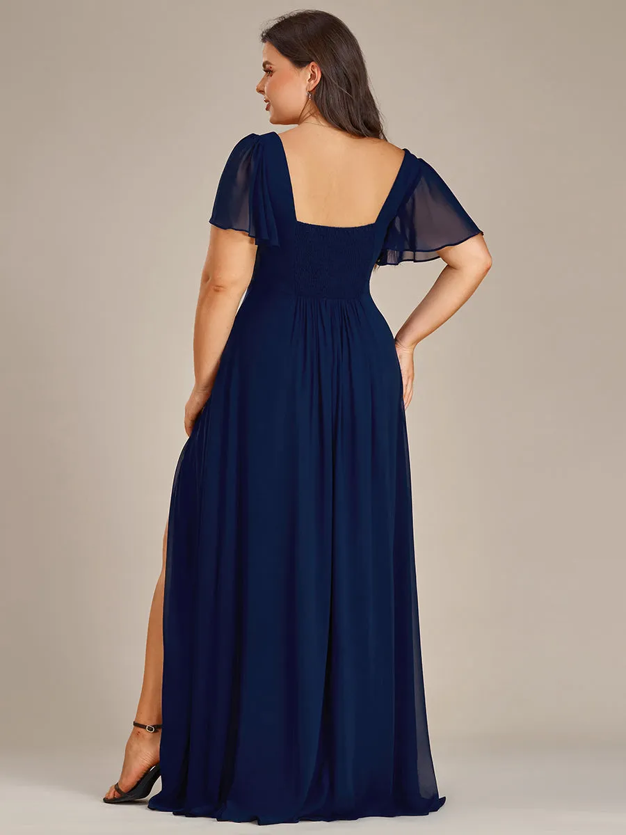 Plus Blackless Sweetheart A-Line Split Bridesmaid Dresses