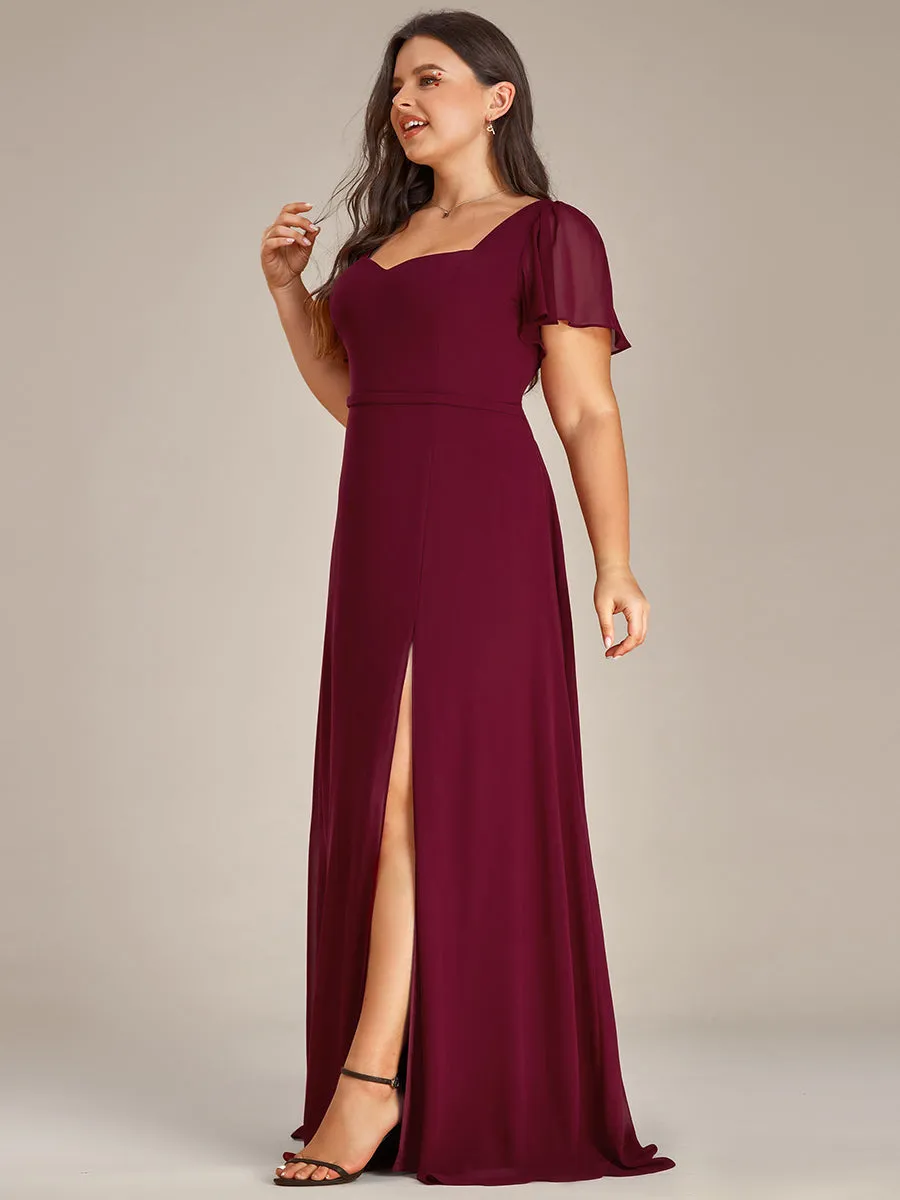 Plus Blackless Sweetheart A-Line Split Bridesmaid Dresses