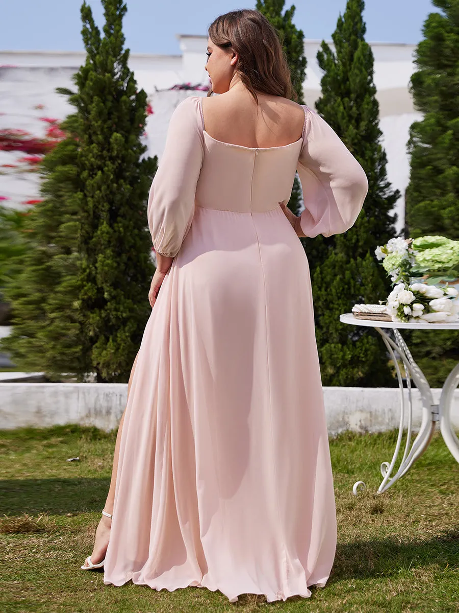 Plus Chiffon Maxi Long One Shoulder Wholesale Evening Dresses With Lantern Sleeves