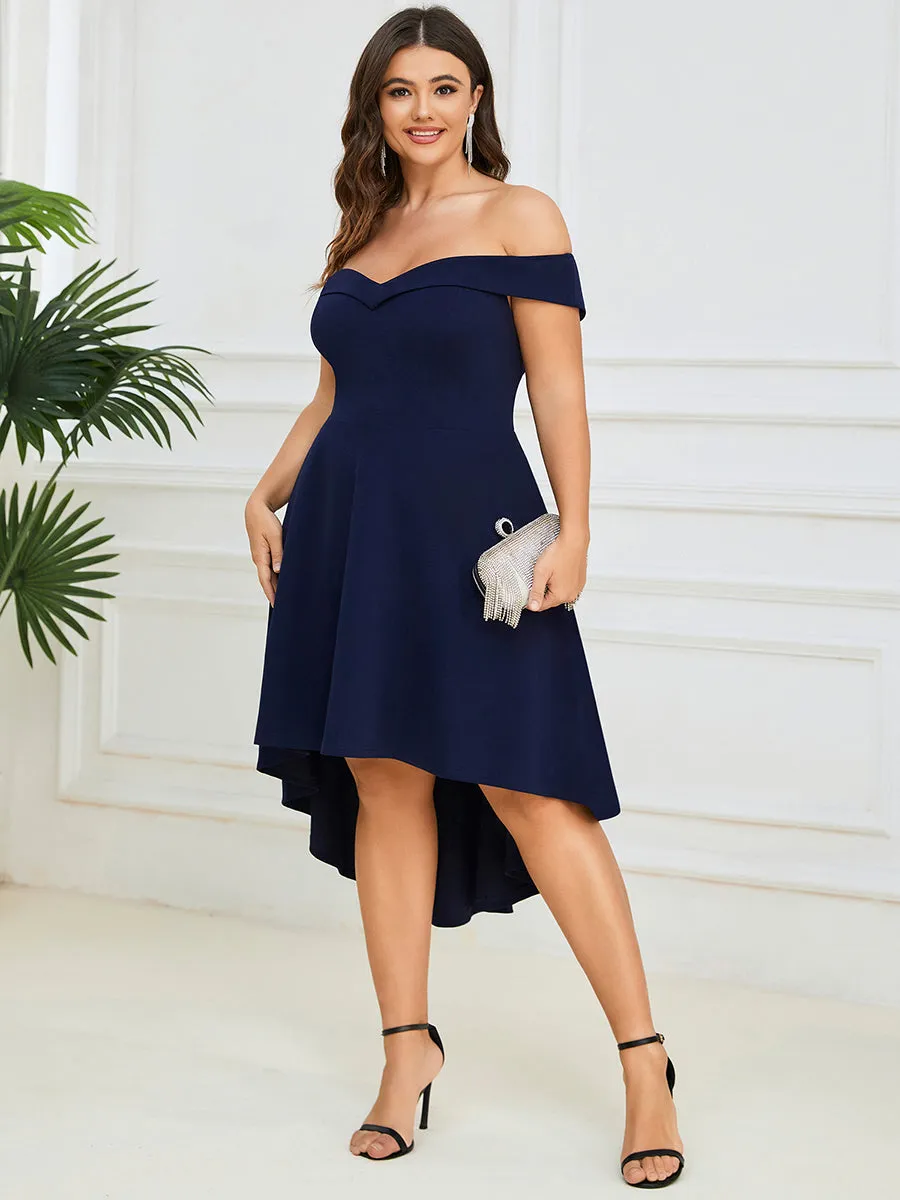 Plus Sexy Off Shoulders A Line Asymmetric Hem Wholesale Evening Dresses