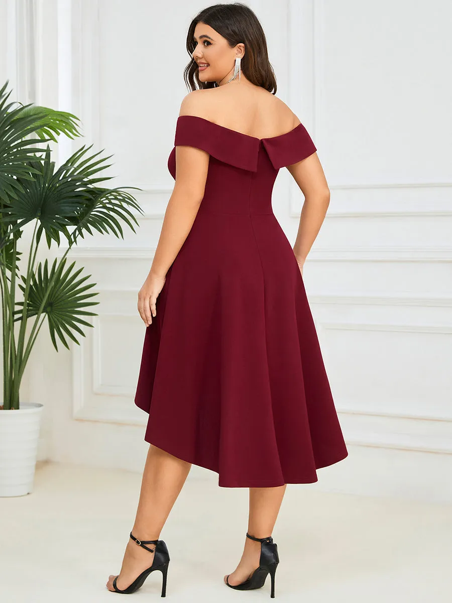 Plus Sexy Off Shoulders A Line Asymmetric Hem Wholesale Evening Dresses