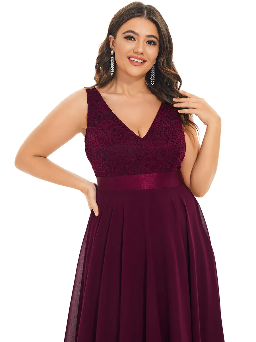 Plus Size Deep V Neck Asymmetrical Hem Sleeveless Wholesale Dresses