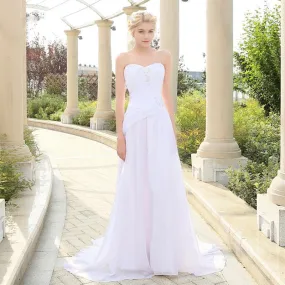 Romantic Beach Strapless Chiffon Wedding Dress WD1011