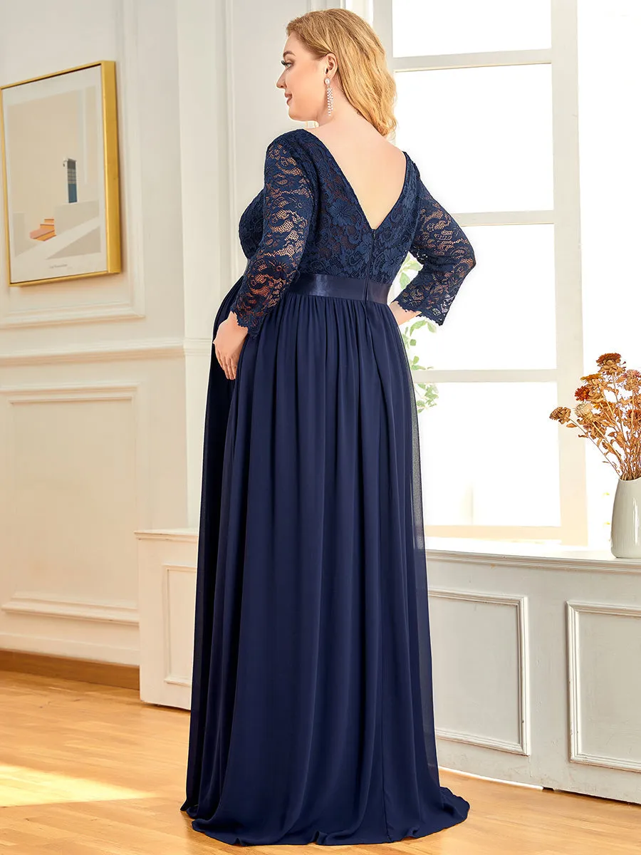 Round Neck Plus Size A-Line Floor-Length Wholesale Maternity Dresses