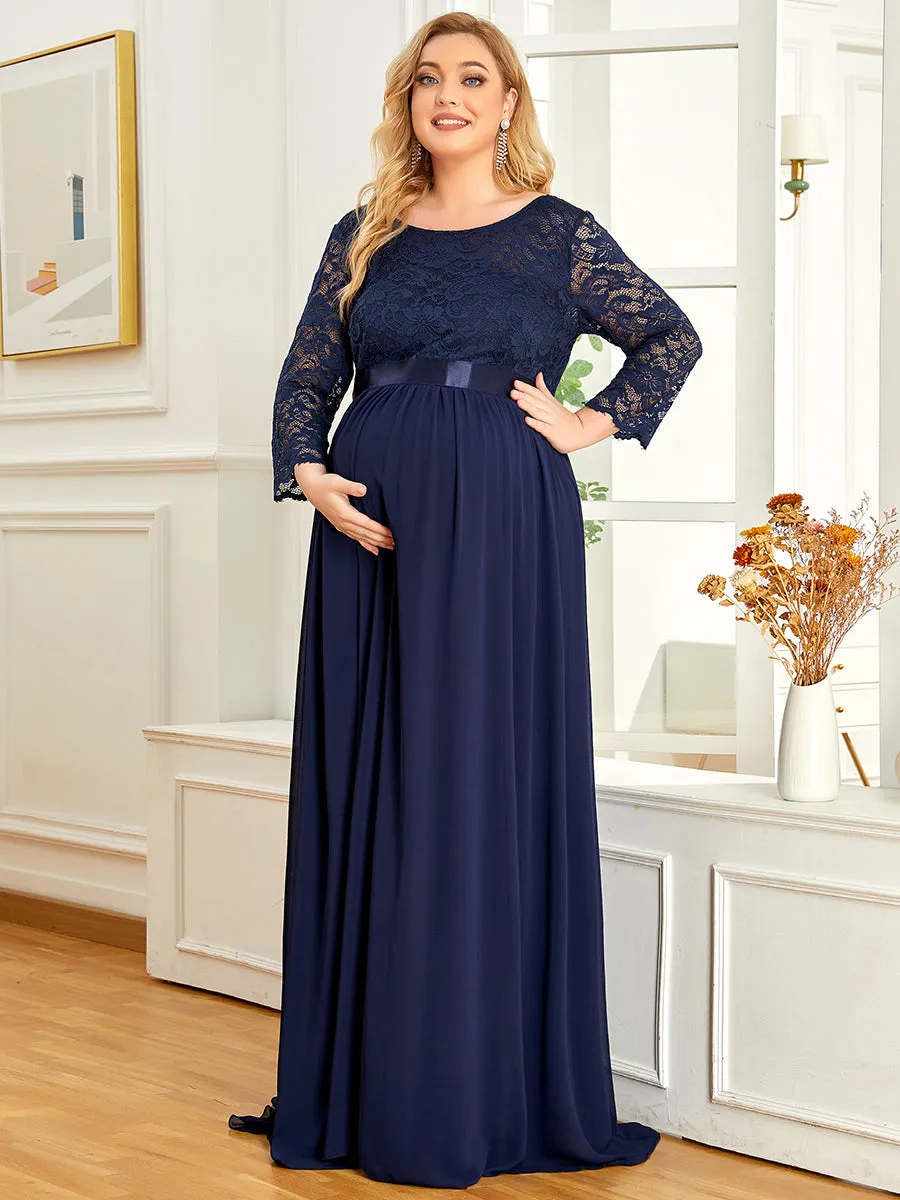 Round Neck Plus Size A-Line Floor-Length Wholesale Maternity Dresses