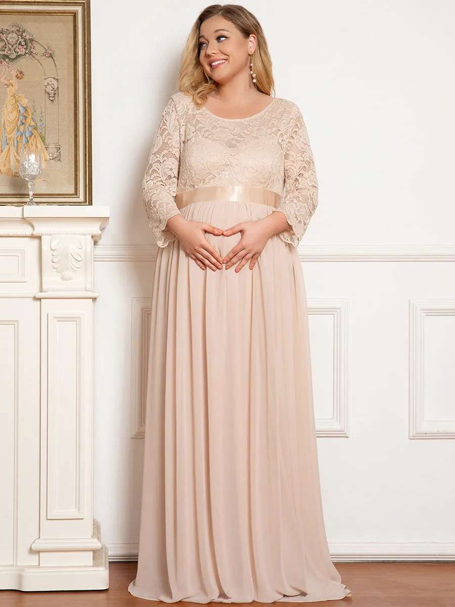 Round Neck Plus Size A-Line Floor-Length Wholesale Maternity Dresses