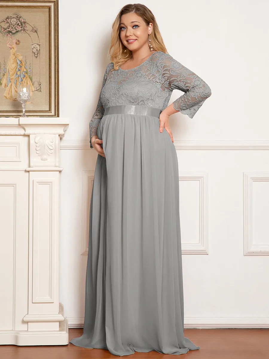 Round Neck Plus Size A-Line Floor-Length Wholesale Maternity Dresses