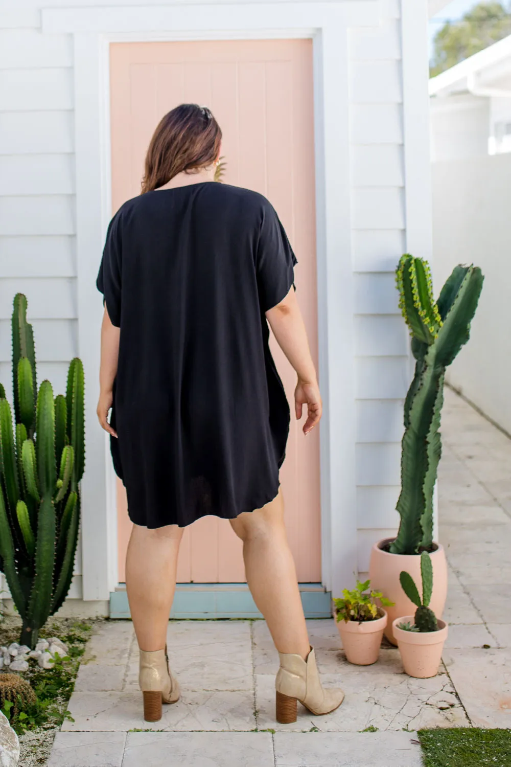 Short Kaftan Dress - Black