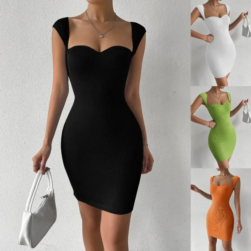 Spring And Summer New Women's Sexy Nightclub Short Dress Sleeveless Knitted Package Hip Halter Dress