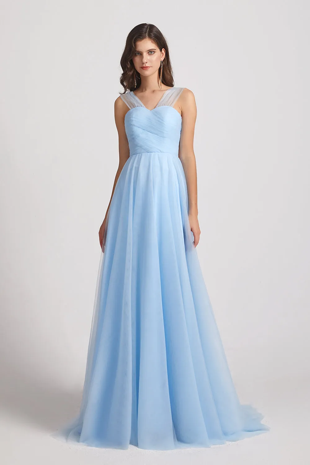 Sweetheart Backless Floor Length Tulle Convertible Bridesmaid Dresses (AF0162)