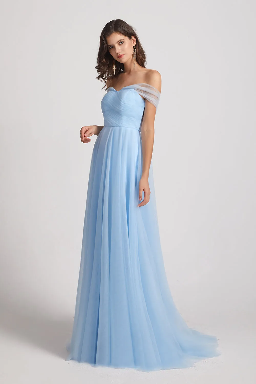 Sweetheart Backless Floor Length Tulle Convertible Bridesmaid Dresses (AF0162)