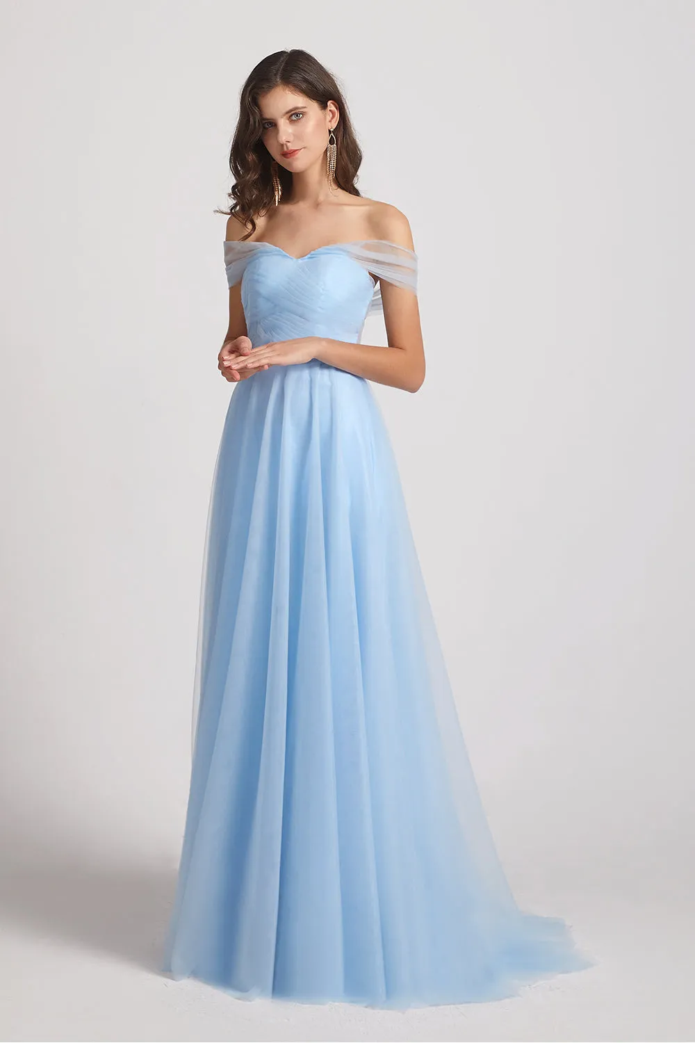 Sweetheart Backless Floor Length Tulle Convertible Bridesmaid Dresses (AF0162)