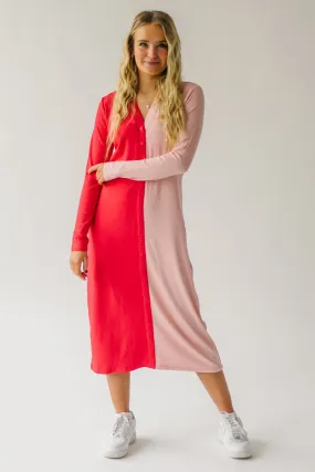 The Cupid Colorblock Dress in Pink   Red