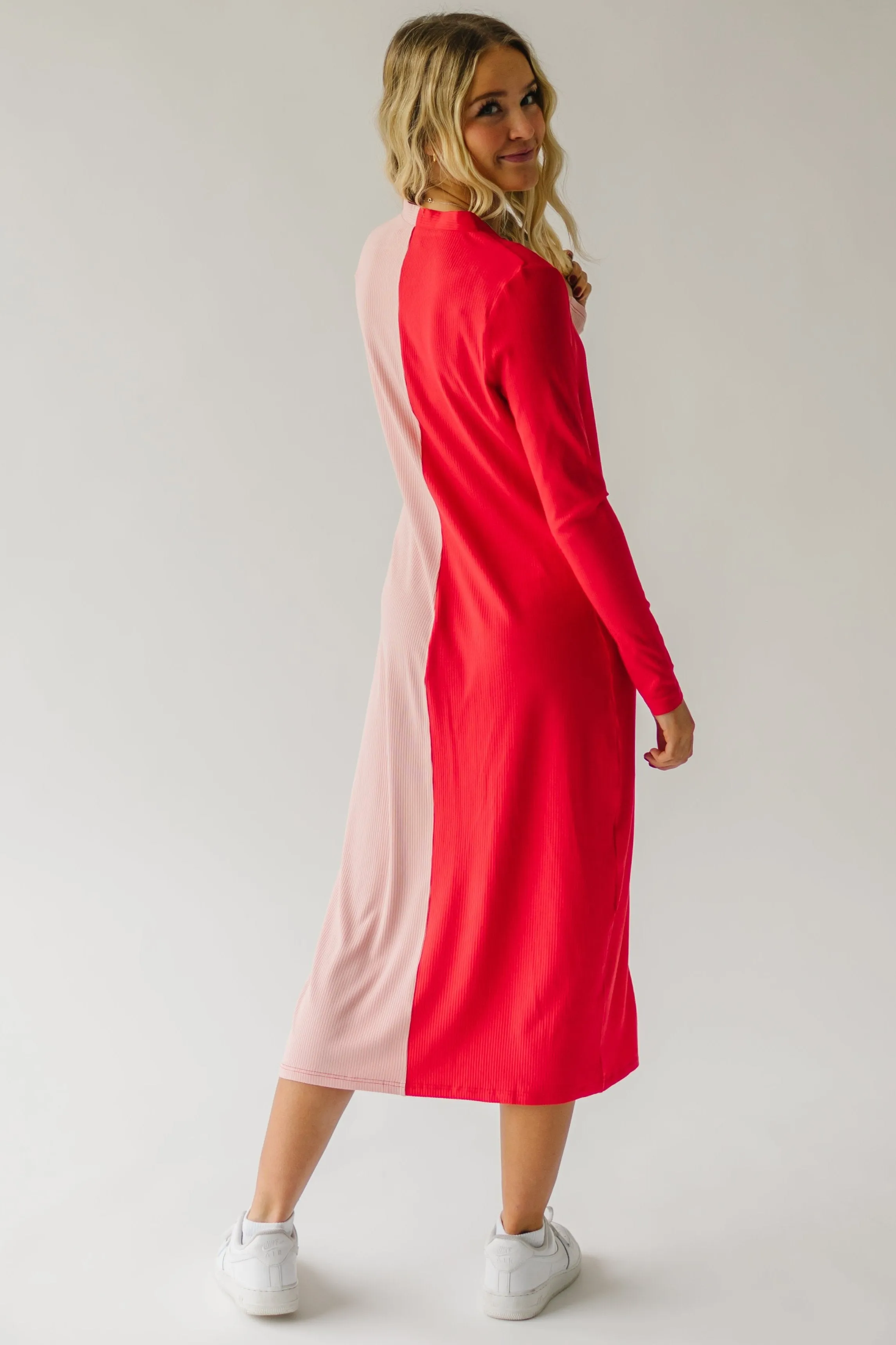 The Cupid Colorblock Dress in Pink   Red