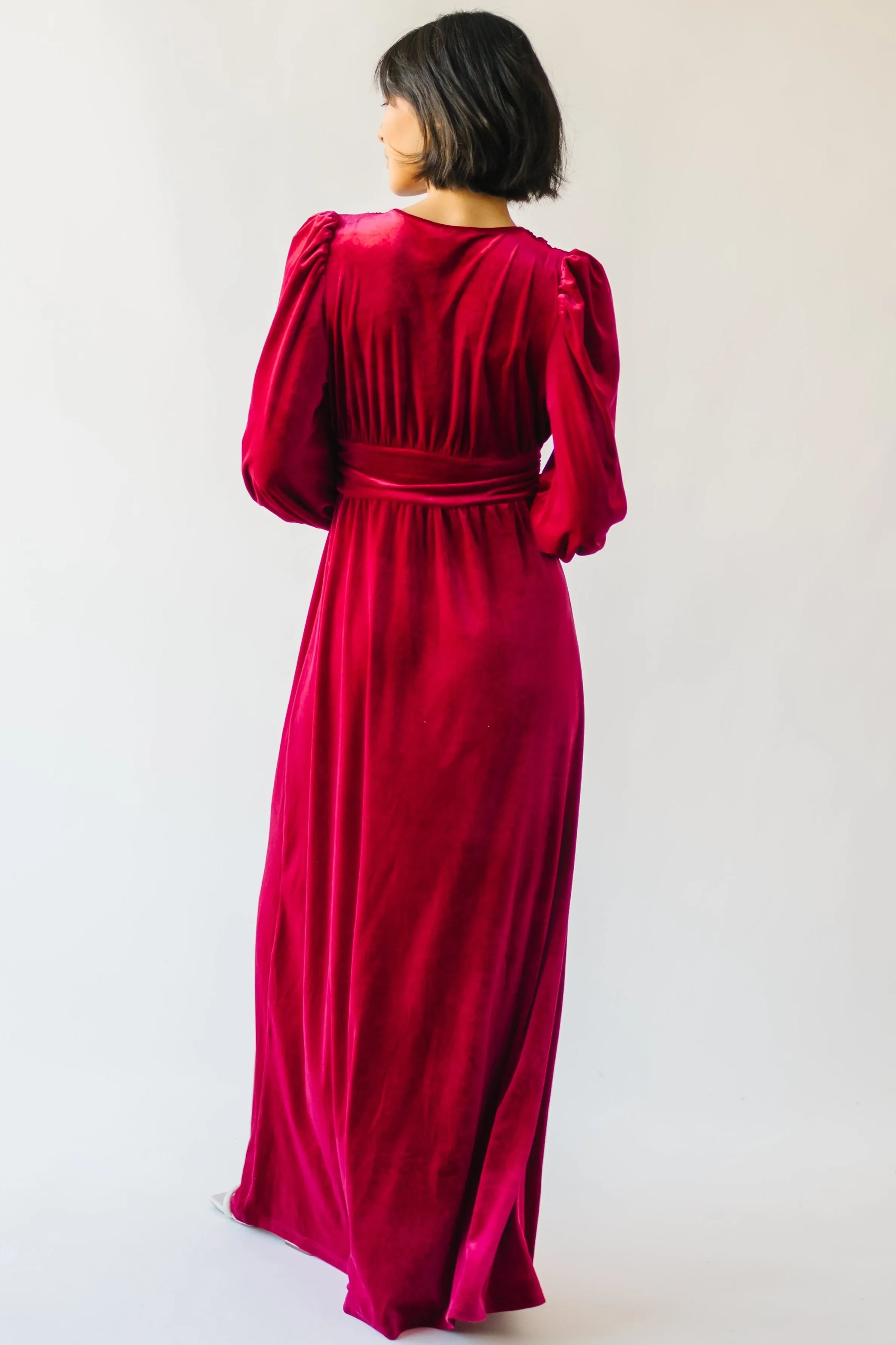 The Morin Velvet Maxi Dress in Red