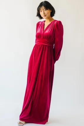 The Morin Velvet Maxi Dress in Red