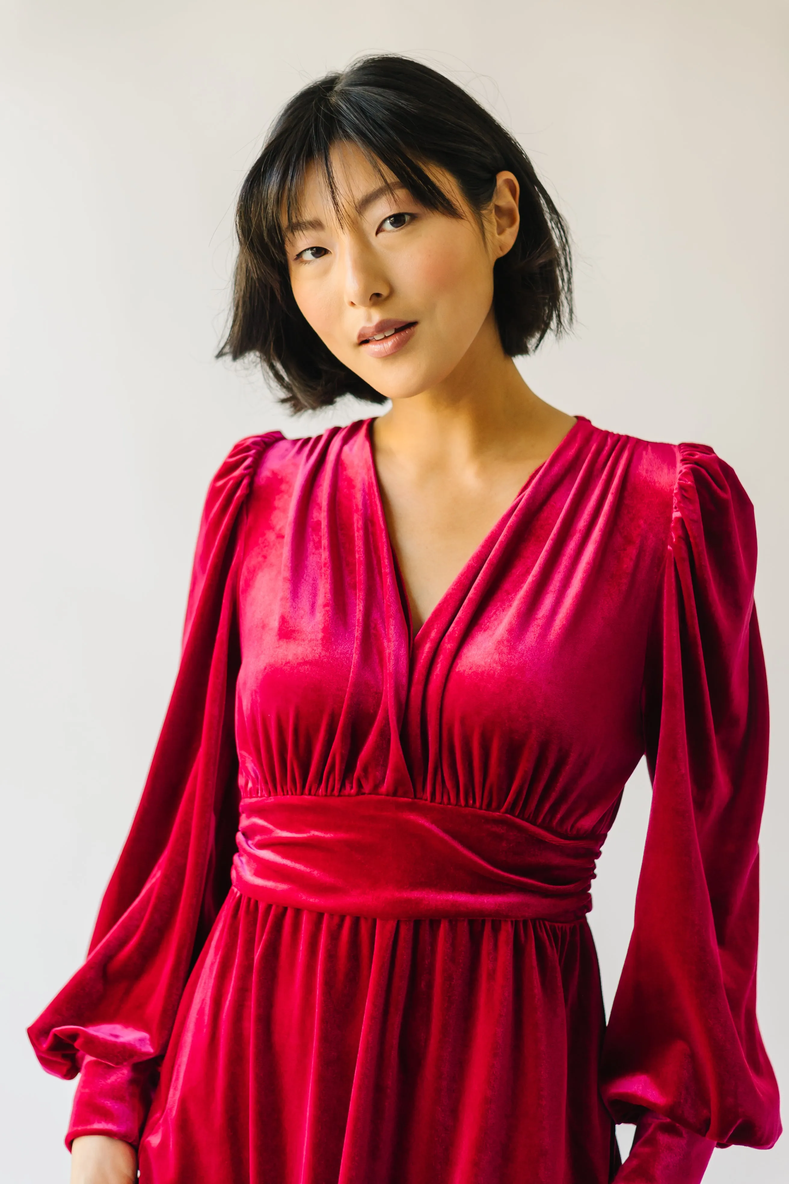 The Morin Velvet Maxi Dress in Red