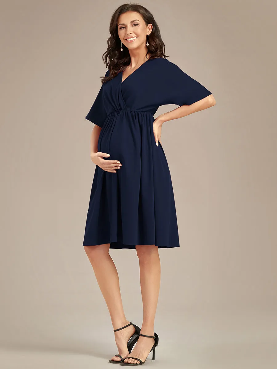 V Neck Short Pleated Wholesale Maternity Dresses