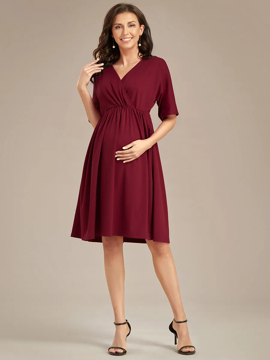 V Neck Short Pleated Wholesale Maternity Dresses