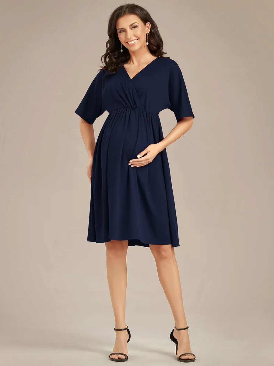 V Neck Short Pleated Wholesale Maternity Dresses