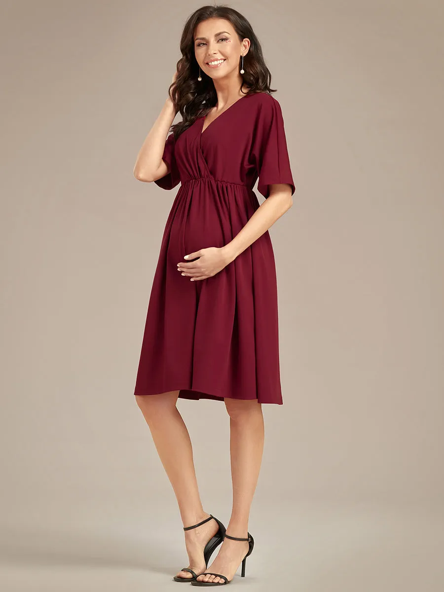 V Neck Short Pleated Wholesale Maternity Dresses