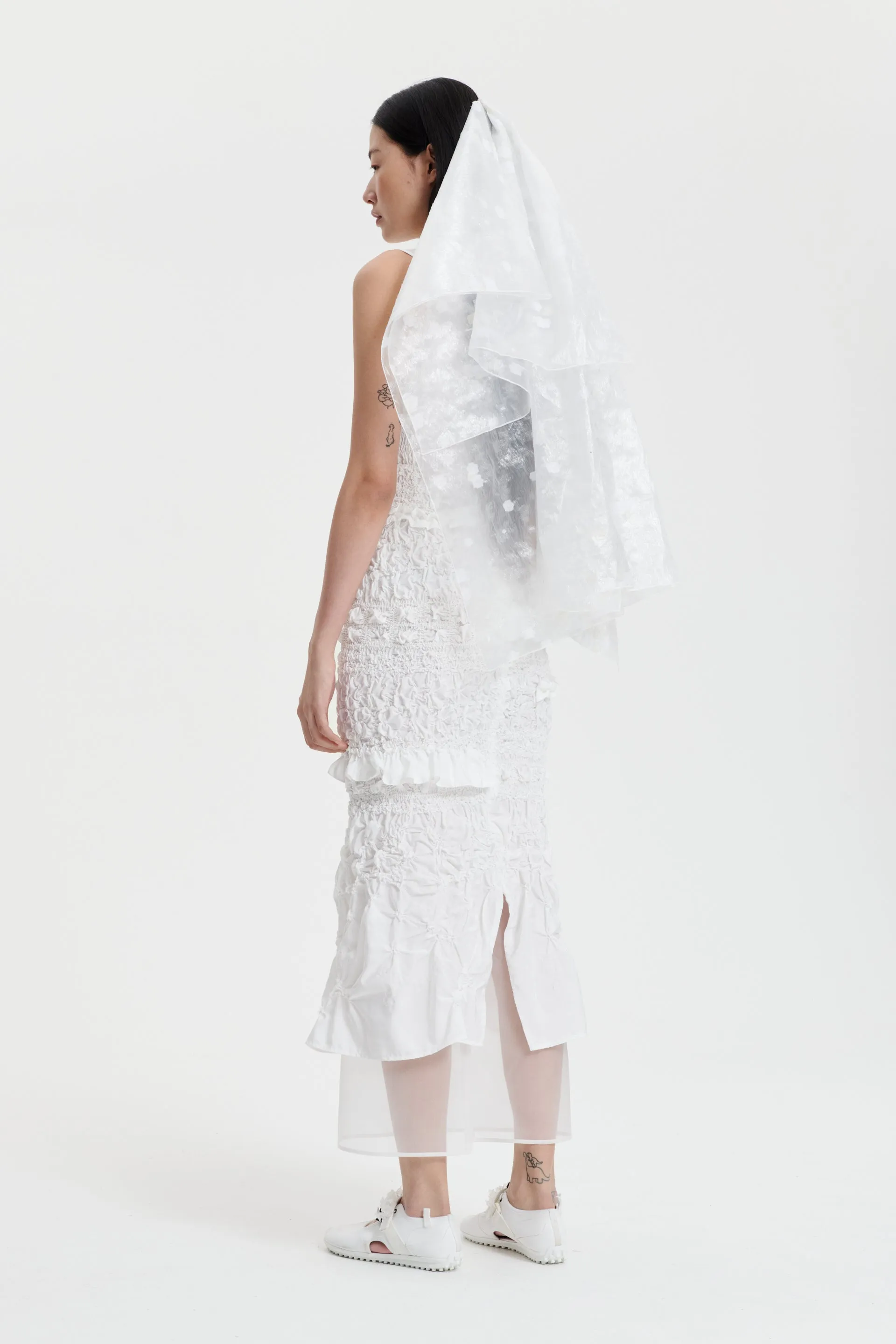 VANDA | DRESS PANSY SMOCK FAILLE WHITE BRIDAL