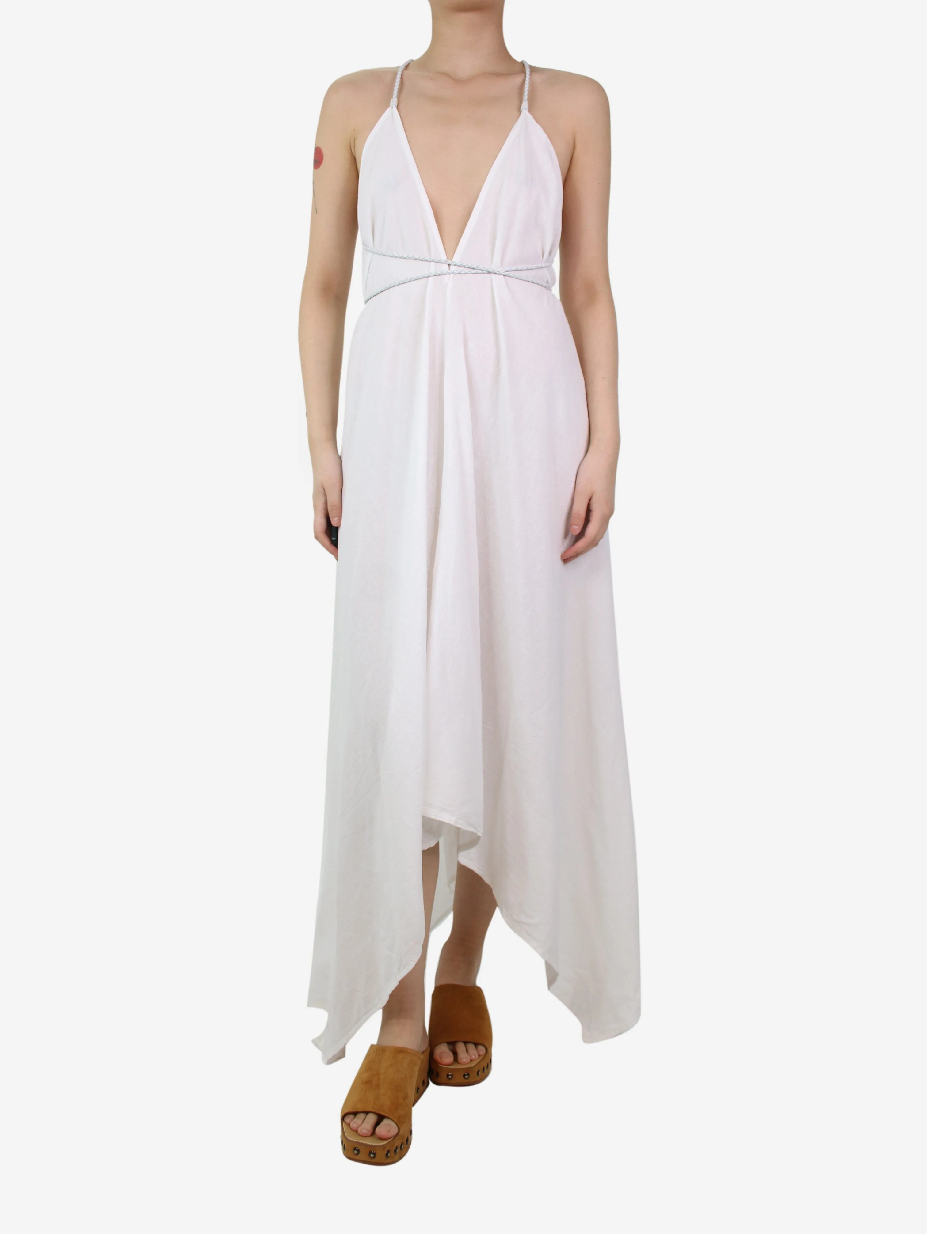 White halterneck dress - size UK 8