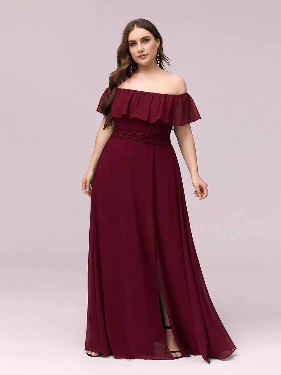 Women's Plus Size Ruffle Thigh Split Wholesale Bridesmaid Dresses