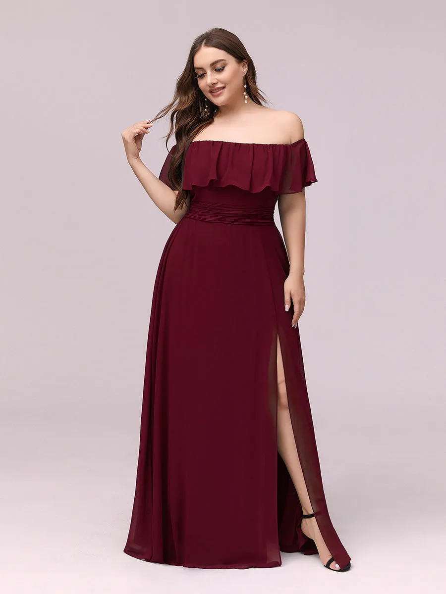 Women's Plus Size Ruffle Thigh Split Wholesale Bridesmaid Dresses