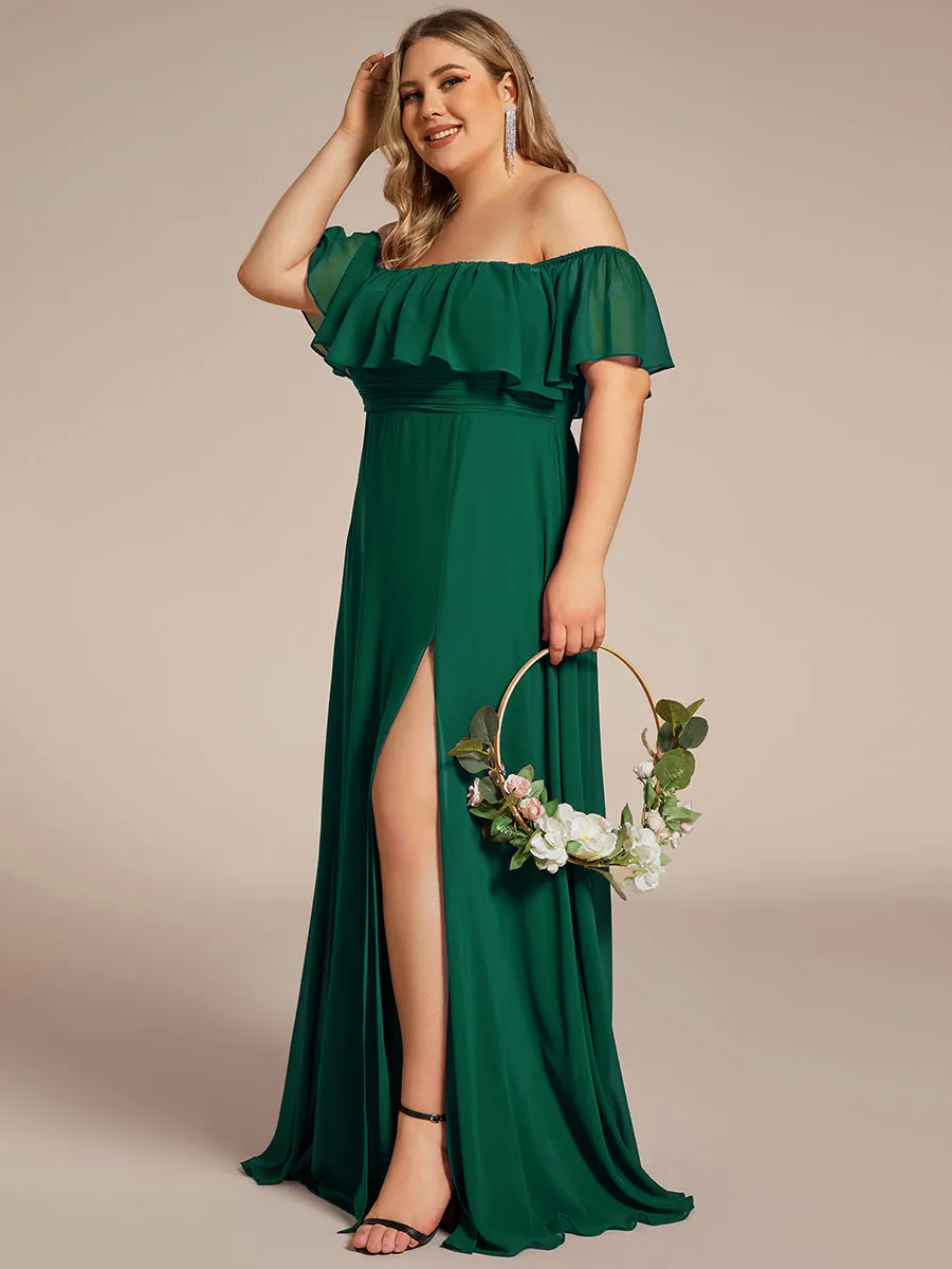 Women's Plus Size Ruffle Thigh Split Wholesale Bridesmaid Dresses