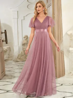 Women's Pretty V-Neck A-Line Floor-Length Wholesale Bridesmaid Dresses