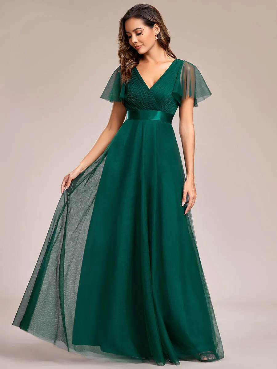 Women's Pretty V-Neck A-Line Floor-Length Wholesale Bridesmaid Dresses