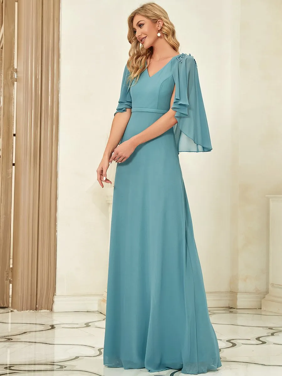 Women's V Neck Chiffon Bridesmaid Dresses with Wraps