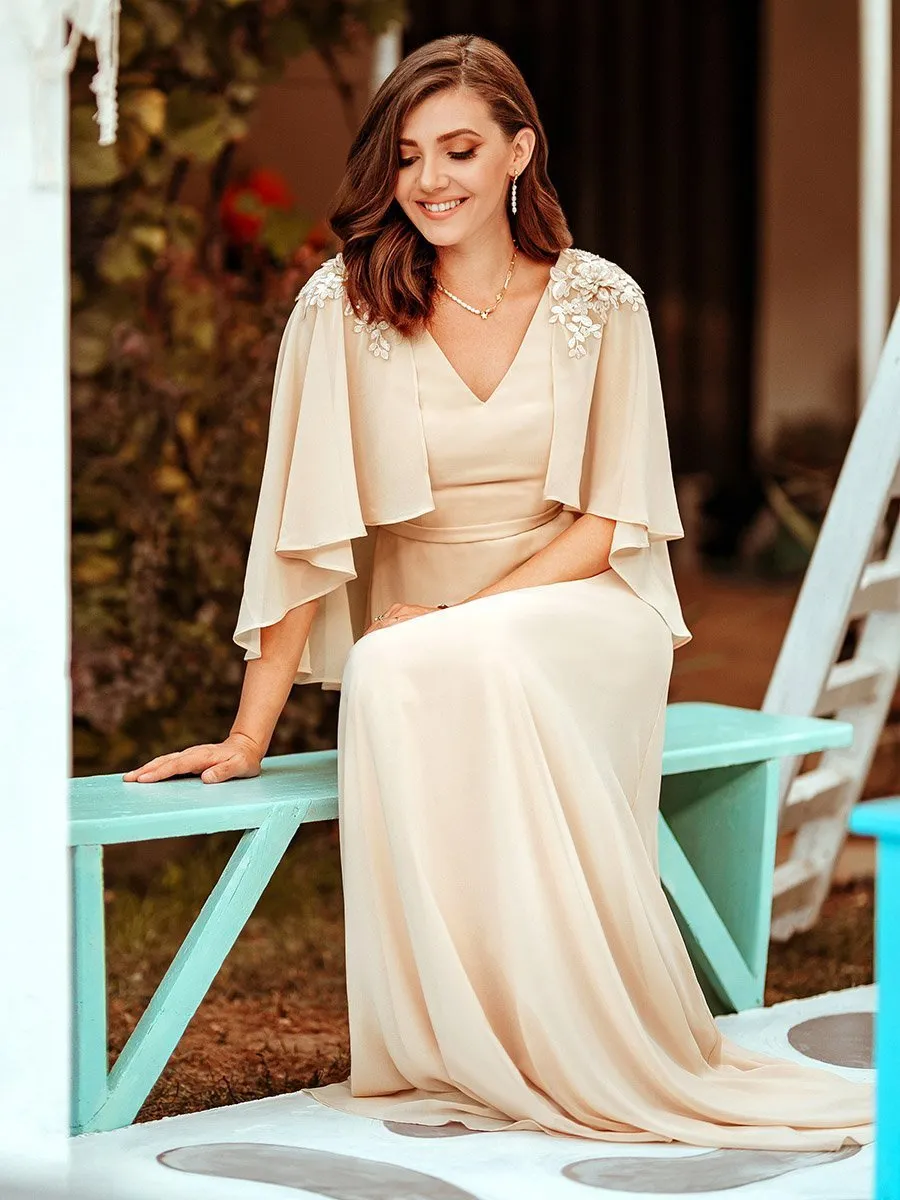 Women's V Neck Chiffon Bridesmaid Dresses with Wraps