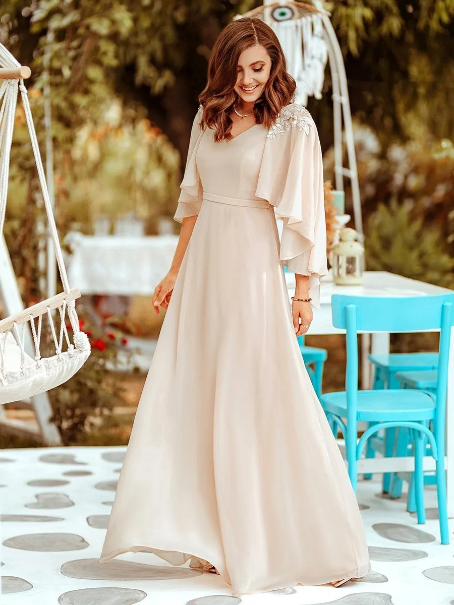 Women's V Neck Chiffon Bridesmaid Dresses with Wraps