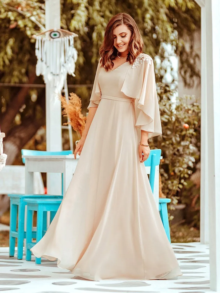 Women's V Neck Chiffon Bridesmaid Dresses with Wraps