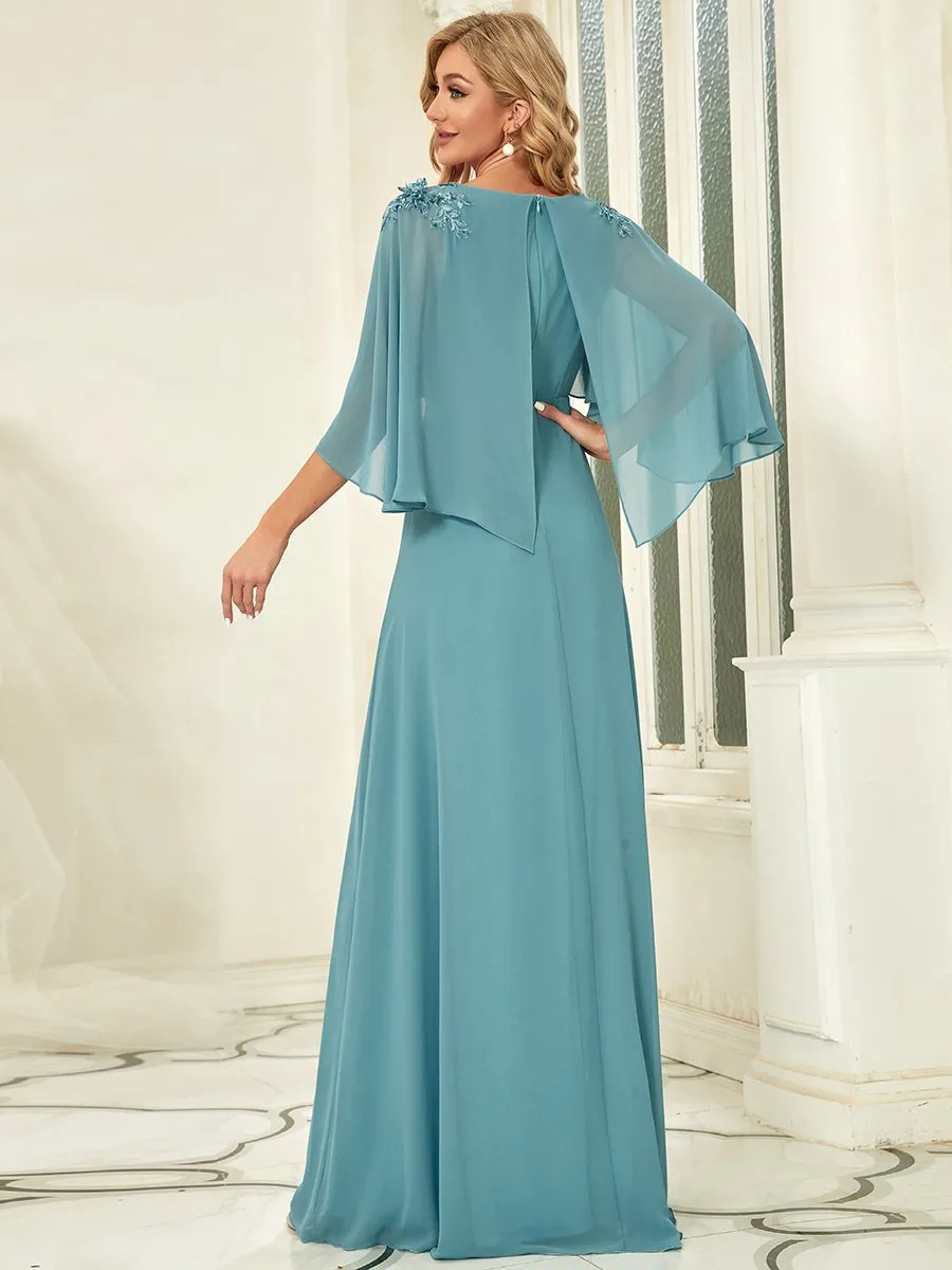 Women's V Neck Chiffon Bridesmaid Dresses with Wraps