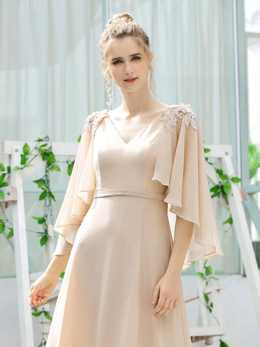 Women's V Neck Chiffon Bridesmaid Dresses with Wraps